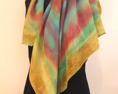 Scarf Hand-Painted Square Crepe de Chine Silk Multi-Colored Scarf-Sale