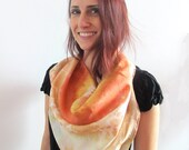 Hand-dyed Square Scarf-Shibori-Peach-Spring-Summer 100% Silk