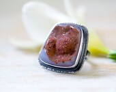Chocolate Natural Drusy Ring in Sterling Silver - Size 7.5 - Cloths of Heaven - Cocktail Ring