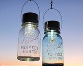 Hanging Solar Mason Jar Lids 2 Outdoor Garden Upcycled Mason Jar Solar Lights with Hangers, No Jars