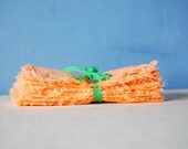 Peach Cloth Napkin Set Vintage 50s Flower Applique Embroidered Pink Floral Napkins Spring Luncheon Tea Linens Set of 4