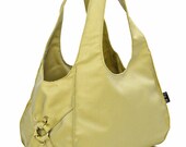 Vegan Yellow Green Hobo, roomy handbag with decorative metal ring, Large size shoulder bag for woman - Chicago-Made to order