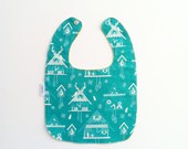 Snap Bib, Blue White Yellow Cuckoo Clock, nickel free