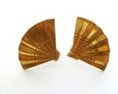 Miriam Haskell 1960s Jewelry Clip Earrings Russian Gold Fans