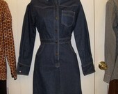 Vintage 1970's Sasson Jeans Denim Shirt Dress size Medium