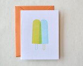 Double Popsicle Letterpress Card in Blue and Green