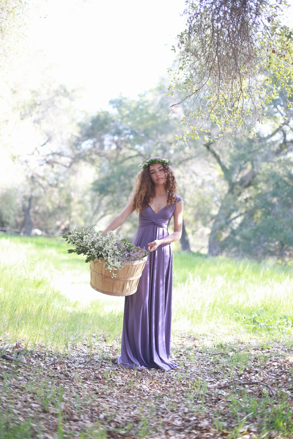 Urchin Purple Long Octopus Infinity Wrap Gown- Prom, Bridesmaids