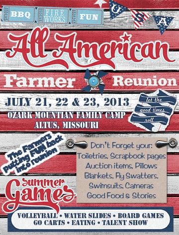 Family Reunion, Fourth of July picnic Invitation Printed or PDF Download