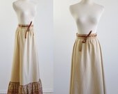 Vintage 70s Boho Skirt -- 1970s Maxi Skirt -- Small Medium