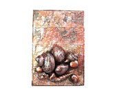 Sea Shell Art Collage nautical decor in copper faux finish shell cluster original 3d mixed media painting nautical wall art