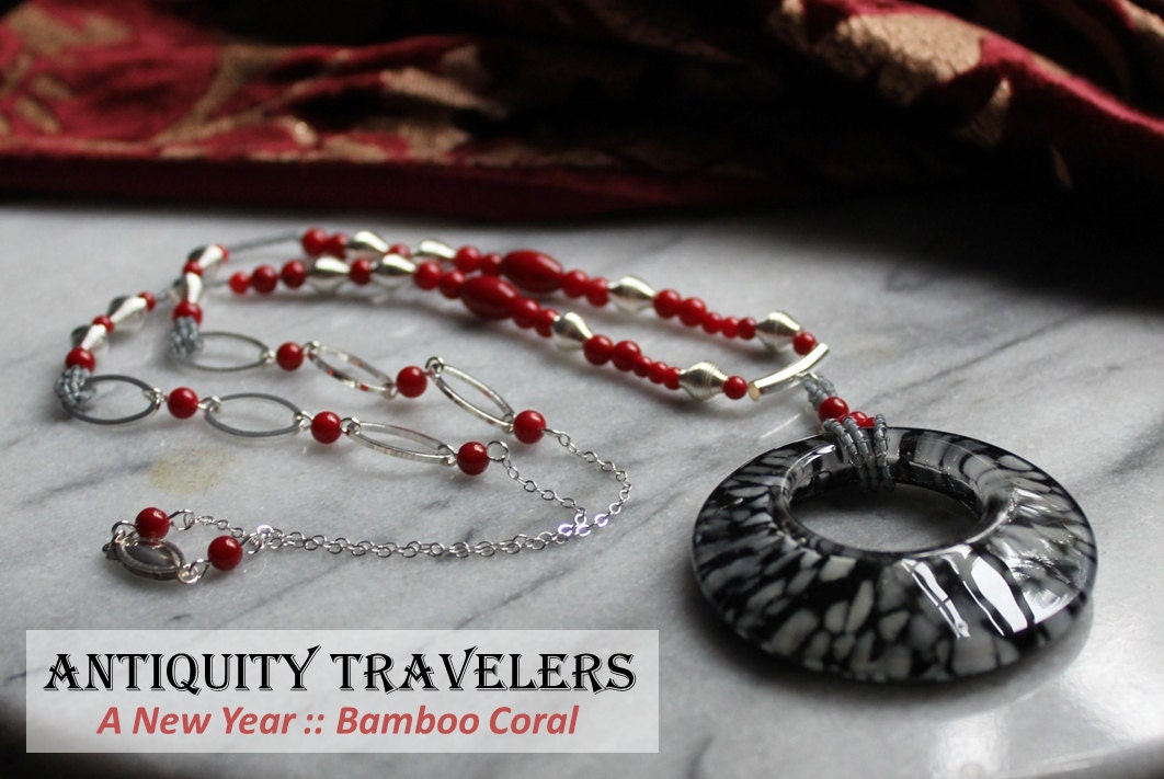 Murano Glass Necklace with Bamboo Coral
