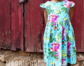 Girls Summer  Dress- Floral Tulip Sleeve Dress