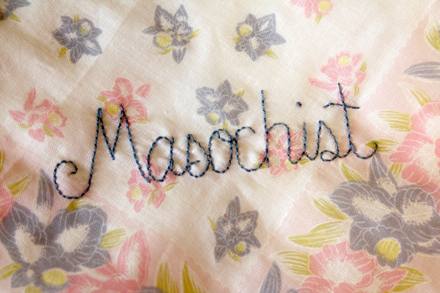 Masochist - Decorative Handkerchief - Hand Embroidered - Mature