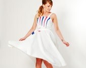 70s Sun Dress - 1970s Dress - Hot Pink and Blue Rays