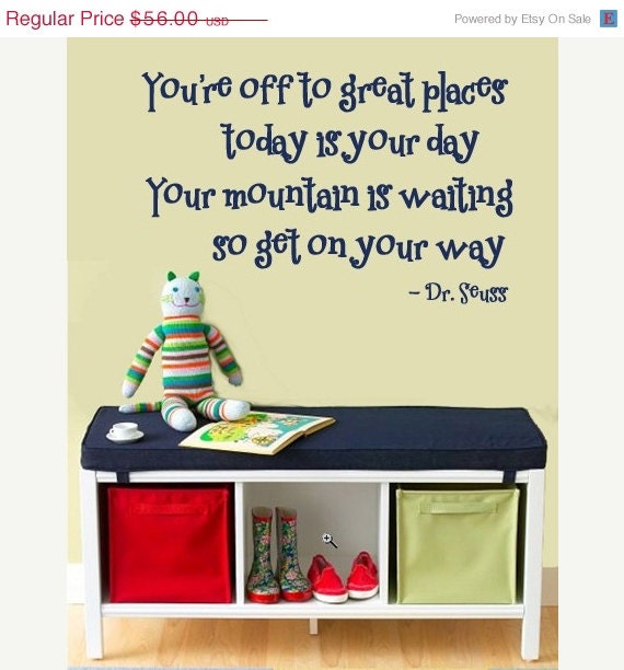 SALE 10% OFF WALL Decal You're off to Great Places Dr. Seuss  Large