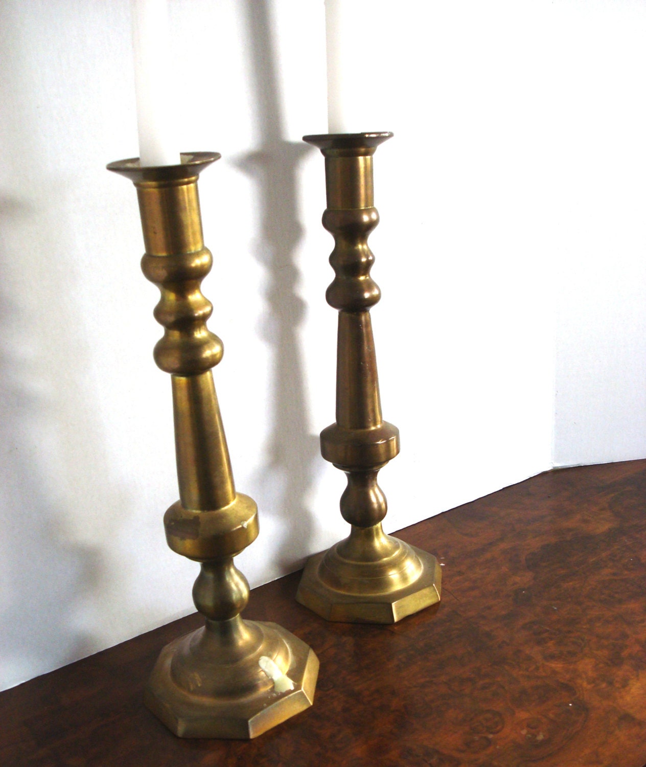 Pair of Extra Tall  Vintage  Brass Candlesticks