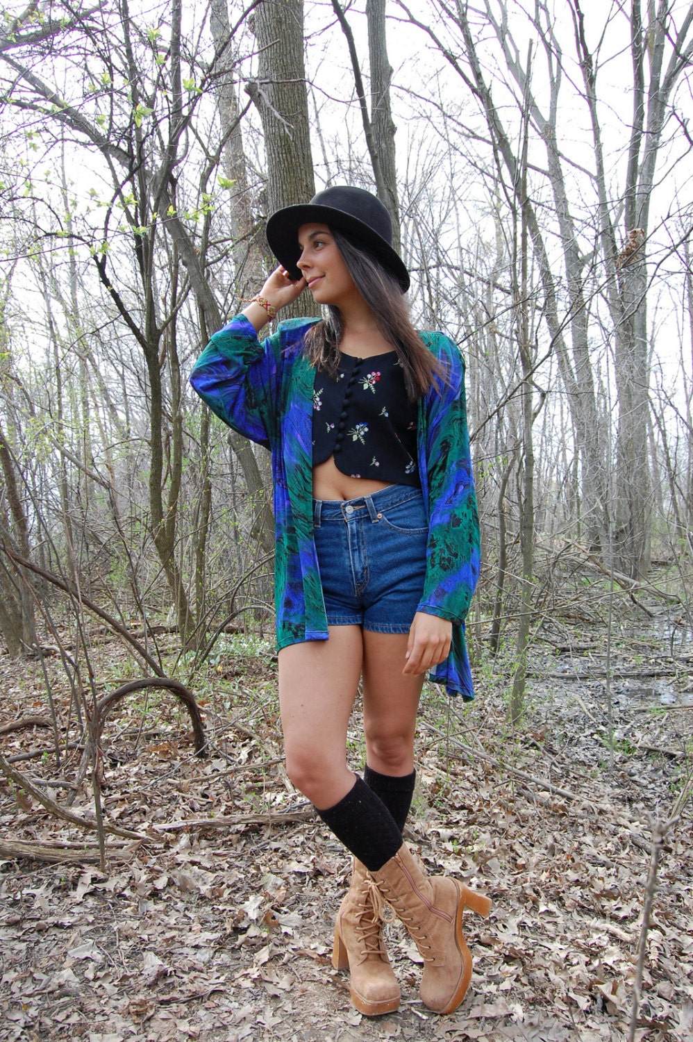 Vintage Psychedlic Swirl Kimono Duster Jacket Cover Up