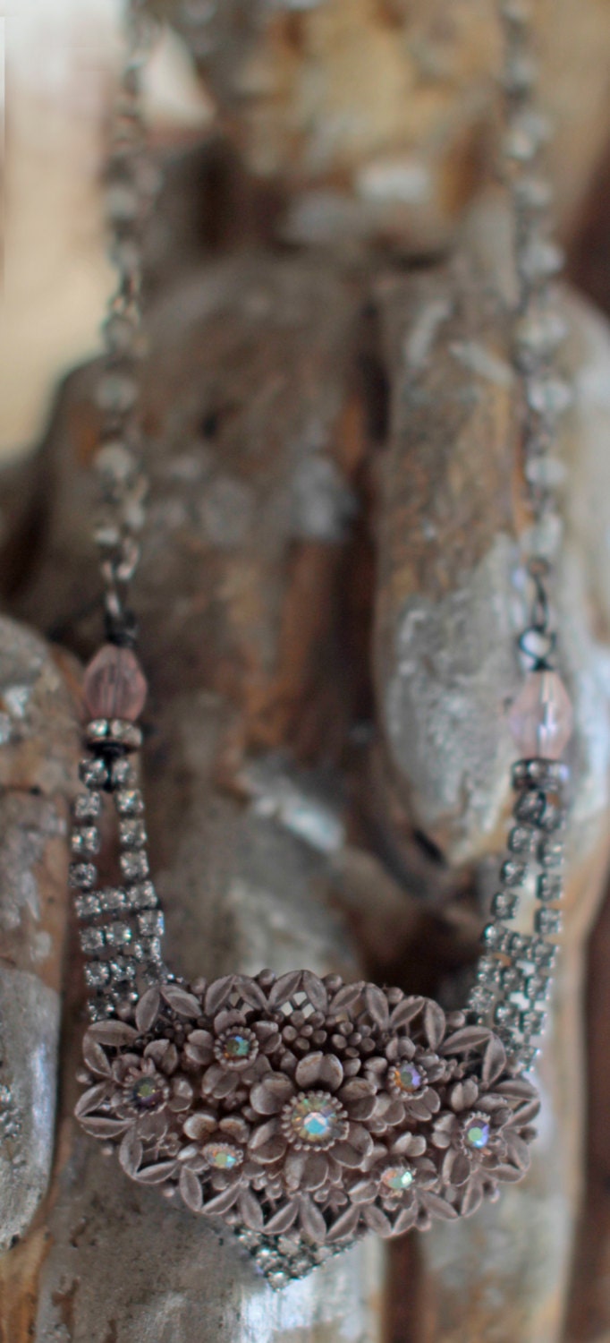 Spring Rain - assemblage necklace