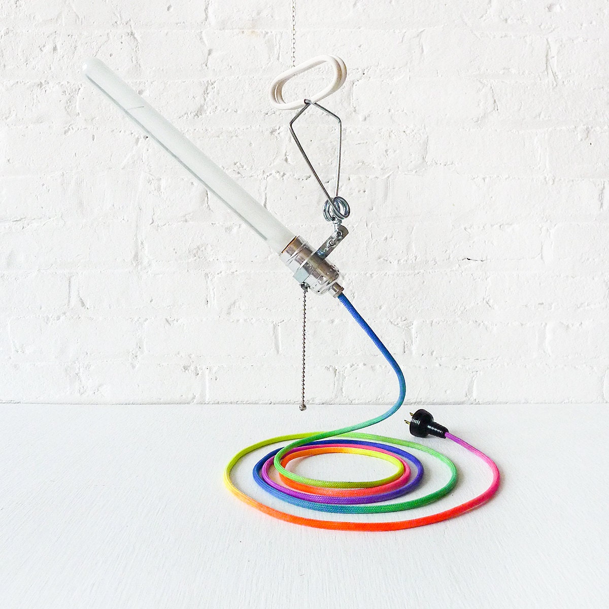 The Saber Rainbow - Industrial Lighting - Ombre Dyed Color Cord - Clip Clamp Light Lamp
