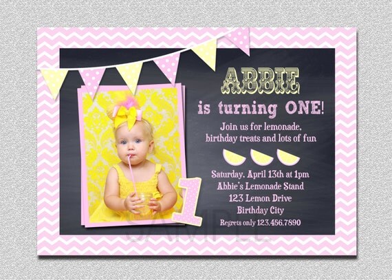 Pink Lemonade Invitation , Pink Lemonade Chalkboard Chevron Birthday Party Invitation Il_570xn