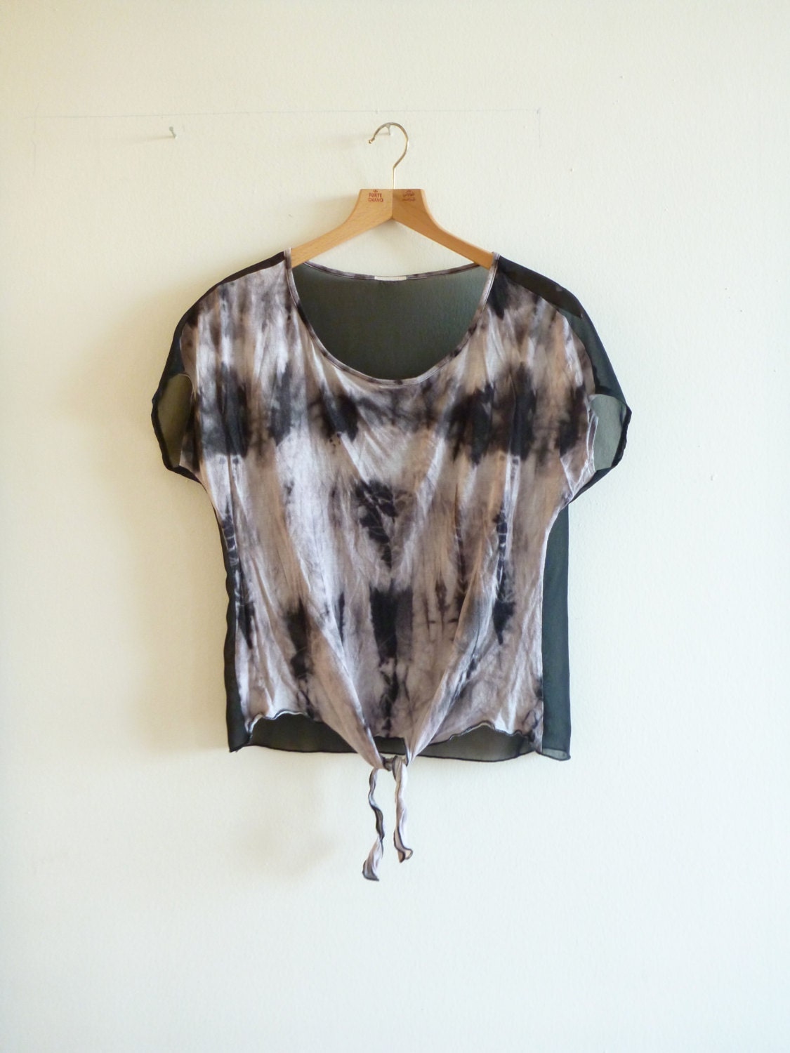 90s Tie Dyed Shirt w/ Transparent Back- M, Oversized, Boho, Hipster, Urban Outfitters, Hippie