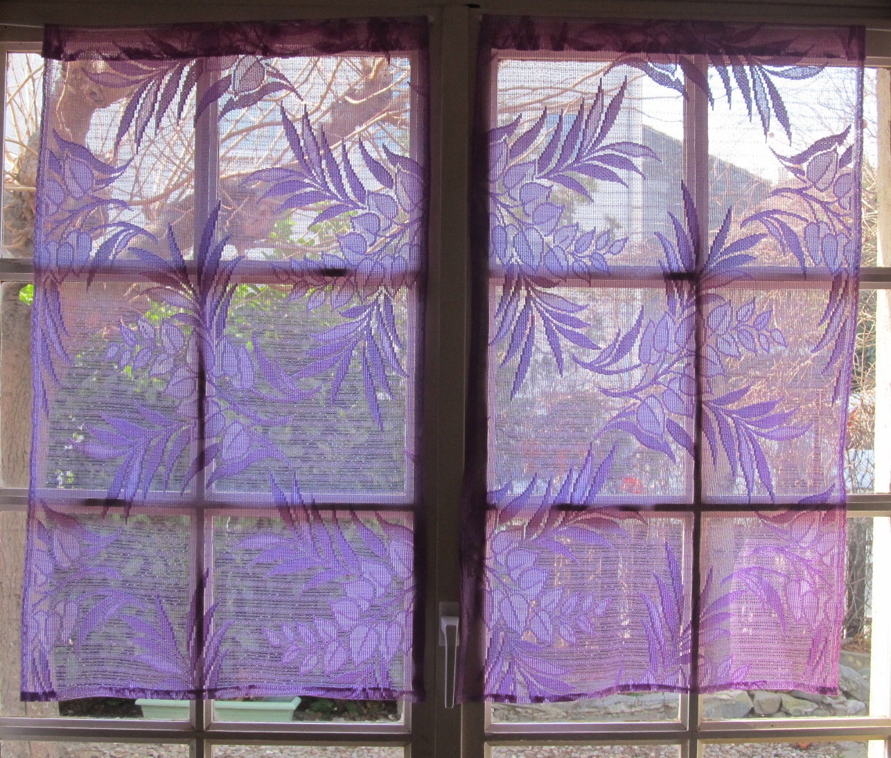 Lavender Violet French Lace Window Cafe Curtains