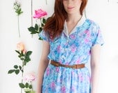 Bethany, French Vintage, 1970s Blue Floral Mini Dress from Paris