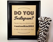 INSTAGRAM Wedding Sign, Twitter, Social Media, Engagement Party, Rustic, 8x10