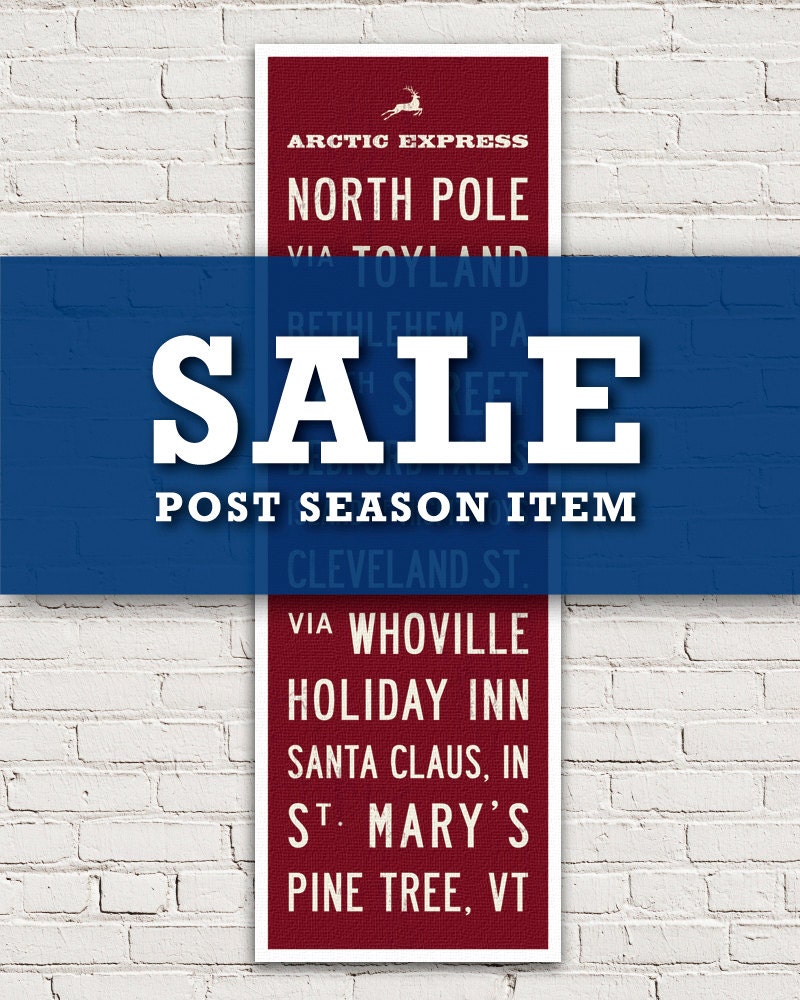 SALE. LOWEST PRICE. Clearance. Small Holiday Bus Scroll Art. Christmas Subway Sign. 12 x 36 Canvas.