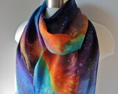 Galaxy Scarf, Silk, Hand Painted - Ready to Ship