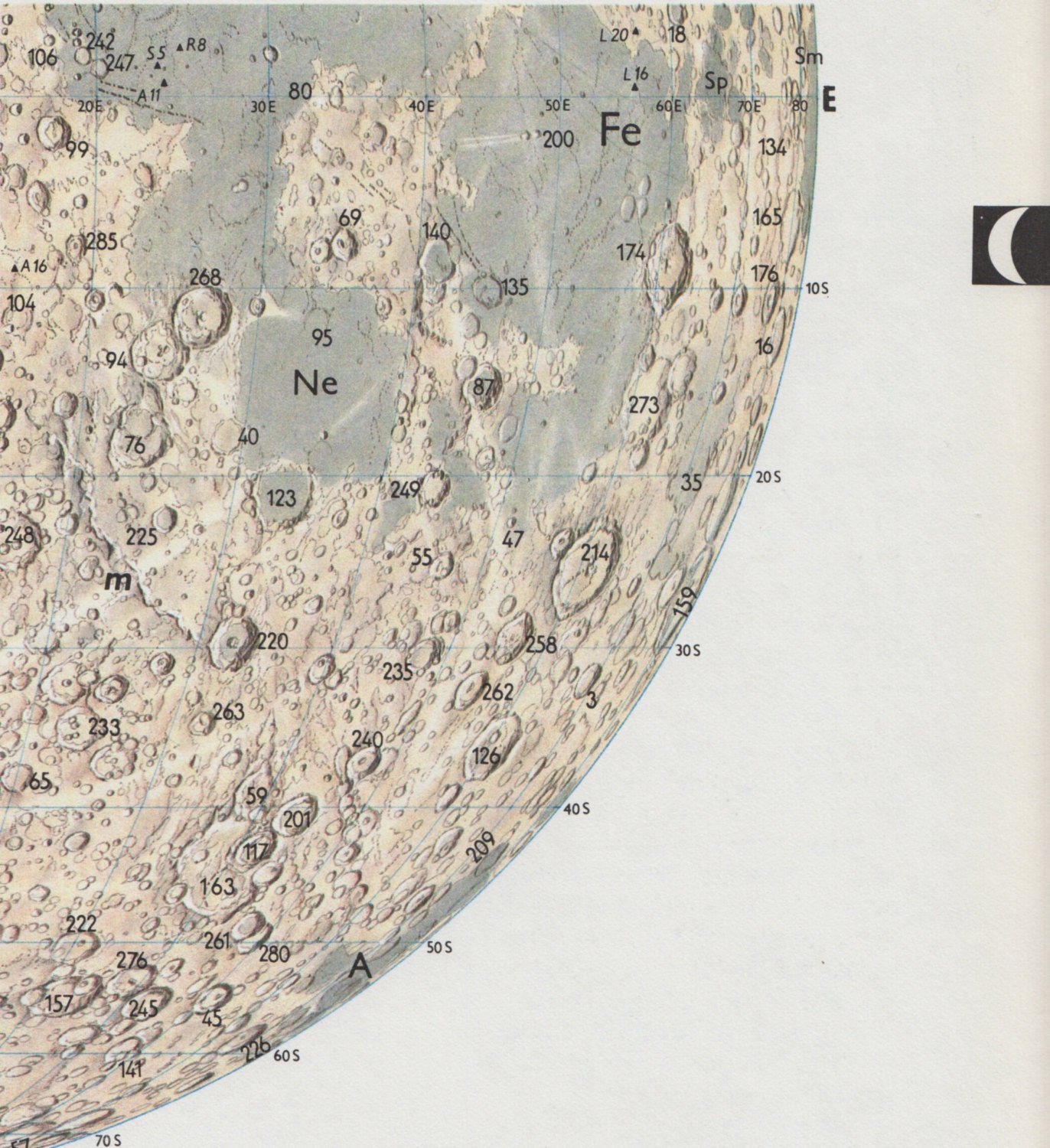 L6 surface of the Moon vintage astronomy print moon craters astronomy decor