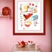 Strawberry pie recipe 12X16 Poster Kitchen art Food print Cake illustration drawing wall hanging French kitchen decor