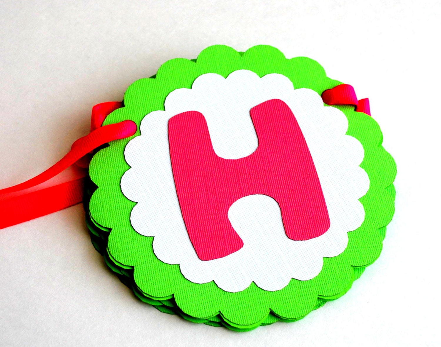 Basic Happy birthday banner - choose colors die cut scalloped circle banner A535