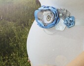 Maternity Sash Baby Boy - Blue, Grey, White Maternity Sash, Bridal Sash, Belt, Headband, Wedding -  Photo Prop