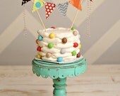 Cake Bunting Smash Cake topper custom colored hand painted fabric flags Personalized Il_170x135