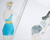 SALE - Pin up girl giclee print set