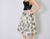 Vintage Circle Skirt 50s ATOMIC Buttercream Circle Skirt Mid XS S Mid Century Mad Men Abstract