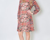 Vintage Dress 60s MOD Go Go Sheath Floral Scooter Mini Dress S M