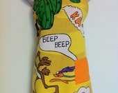 Full Apron, Recycled Linens, Looney Tunes print