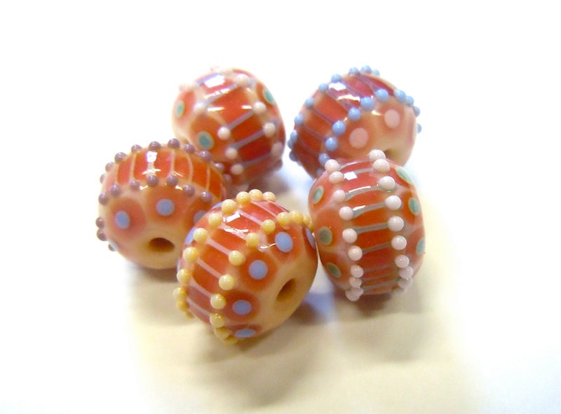 Bonn, Set of 5 Round Handmade Lampwork Beads, UK SRA