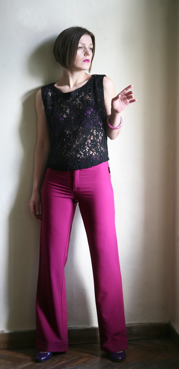 Versace wool Trousers in bright Purple size S