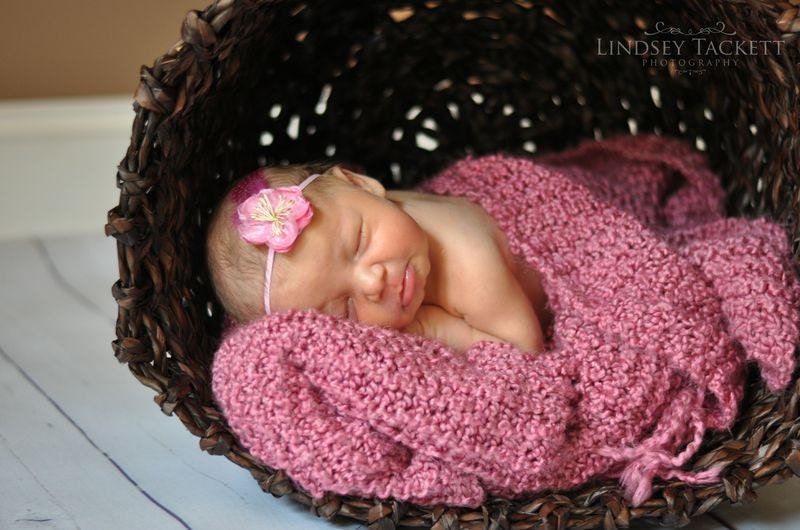 Pink Baby Headband, Newborn Headband, Infant Headband, Flower Girl Headband, Newborn Photo Prop, Spring Headband, Flower Feather Headband