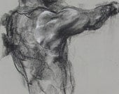Expressive Large Figure Drawing - pastel on paper - 19.5 x 27.5" original drawing