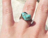 turquoise blue howlite stone wire wrapped ring