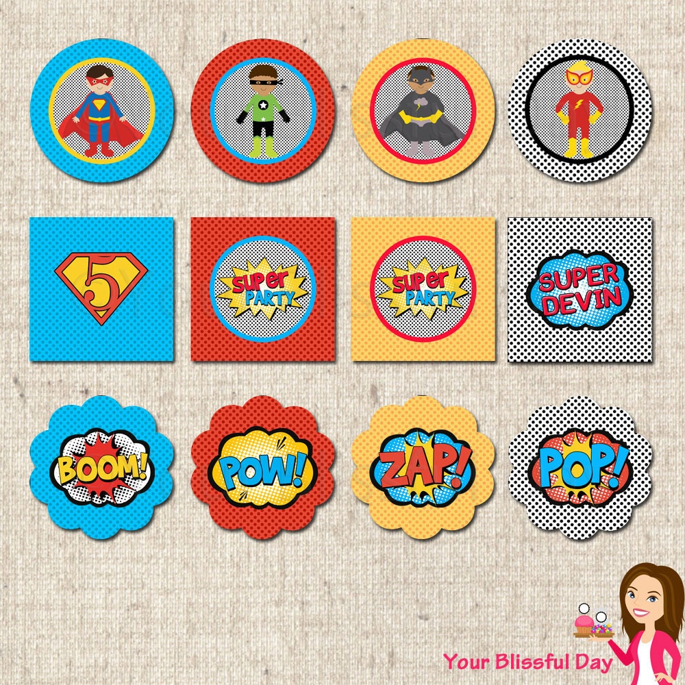 PRINTABLE Superhero Party Circles Il_170x135
