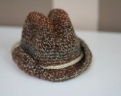 Crochet Tweed Brown Cowboy Hat (Newborn)