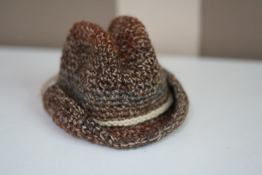 Crochet Tweed Brown Cowboy Hat (Newborn)