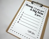 Husband To Do List Printable JPG File - Honey I'll Give You a Big Kiss if You - Print at Home