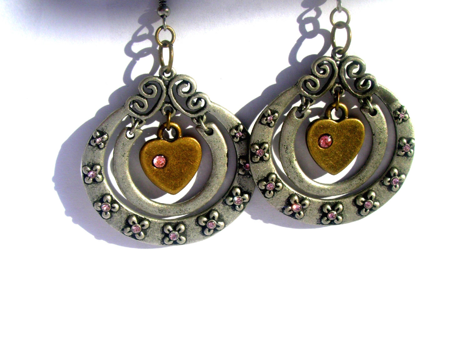 Heart Earrings Women Jewelry Women Gift Pink Hoop Dangle Teenage Girl Jewelry Teenage Girl Gift
