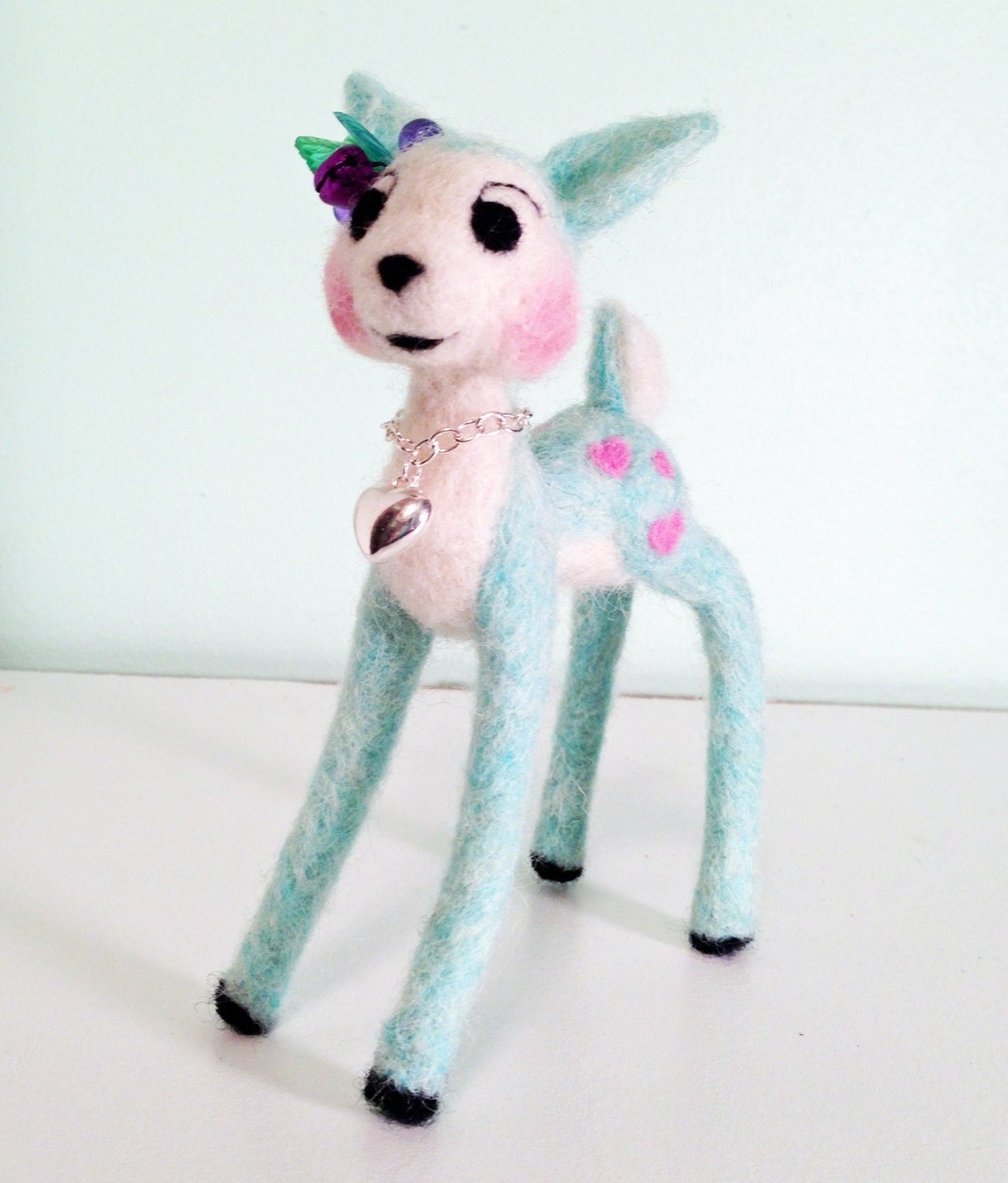 Felted Deer with Hearts